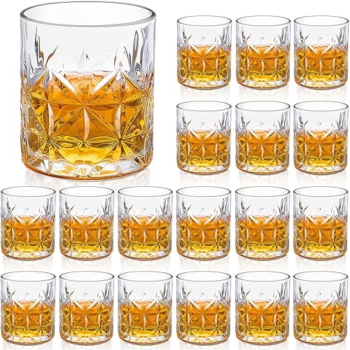 Yaomiao 18 vasos de whisky a la antigua a granel de 10 onzas, vasos de cóctel de vidrio de bourbon para whisky, licor de bourbon y bebidas de