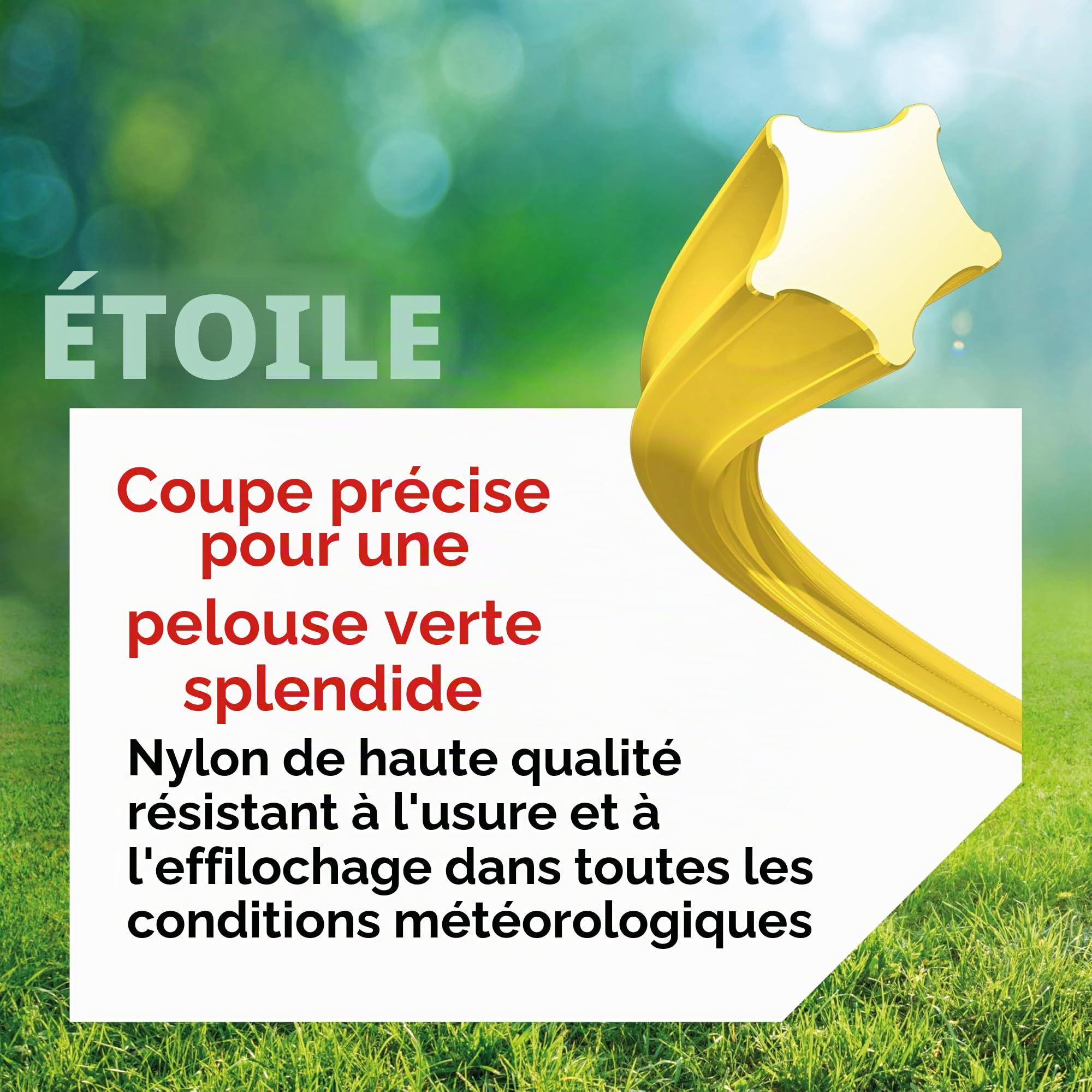 Fil de débroussailleuse Oregon Jaune Étoile 2.7mm, Coupe Herbes Hautes, Mauvaises Herbes, végétation Dense, Fil Nylon Haute résistance, Compatible avec modèles Standards, 2.7mm x 92m (69-432-Y)