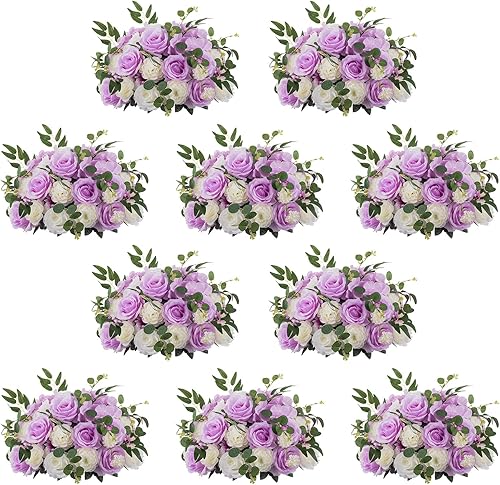 NUPTIO Ramo de arreglo de bolas de flores, 2 piezas de 9.4 pulgadas de diámetro de flores falsas blancas para centros de mesa, arreglos de rosas