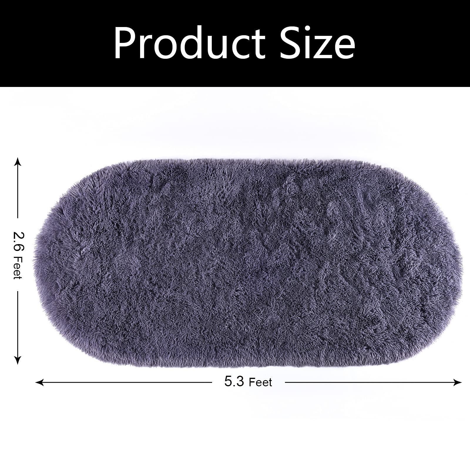Sanmu morbido velluto tappeto di seta semplice stile moderno ovale Shaggy Tappeto moda tappeto per sala da pranzo, salotto rosa Rugs for Girls Room Home Decor 2.6 'x 5.3' Grey-purple