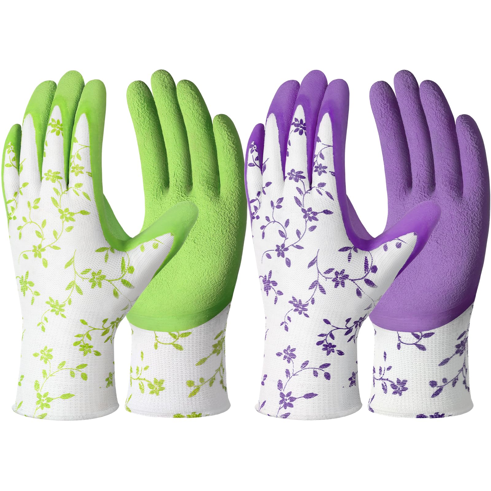 DOFOWORK Gardening Gloves - 6 Pair Gardening Gloves for Women/Men, Breathable Natural Latex Garden Gloves with Grip
