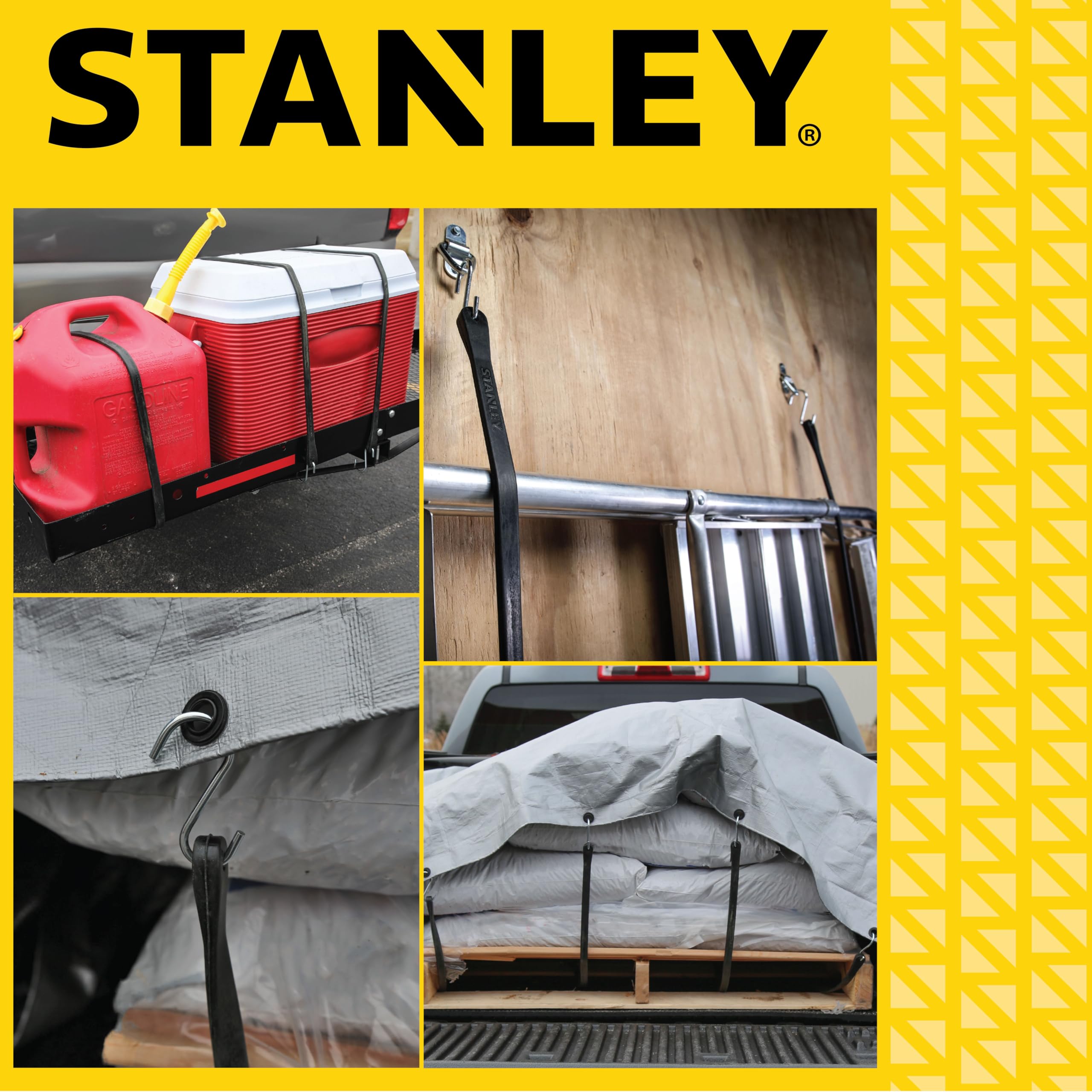 STANLEY S300441 Lot de 40 tendeurs élastiques en Caoutchouc pour Bateau, Camping, Support de Cargaison, Noir, 104,1 cm