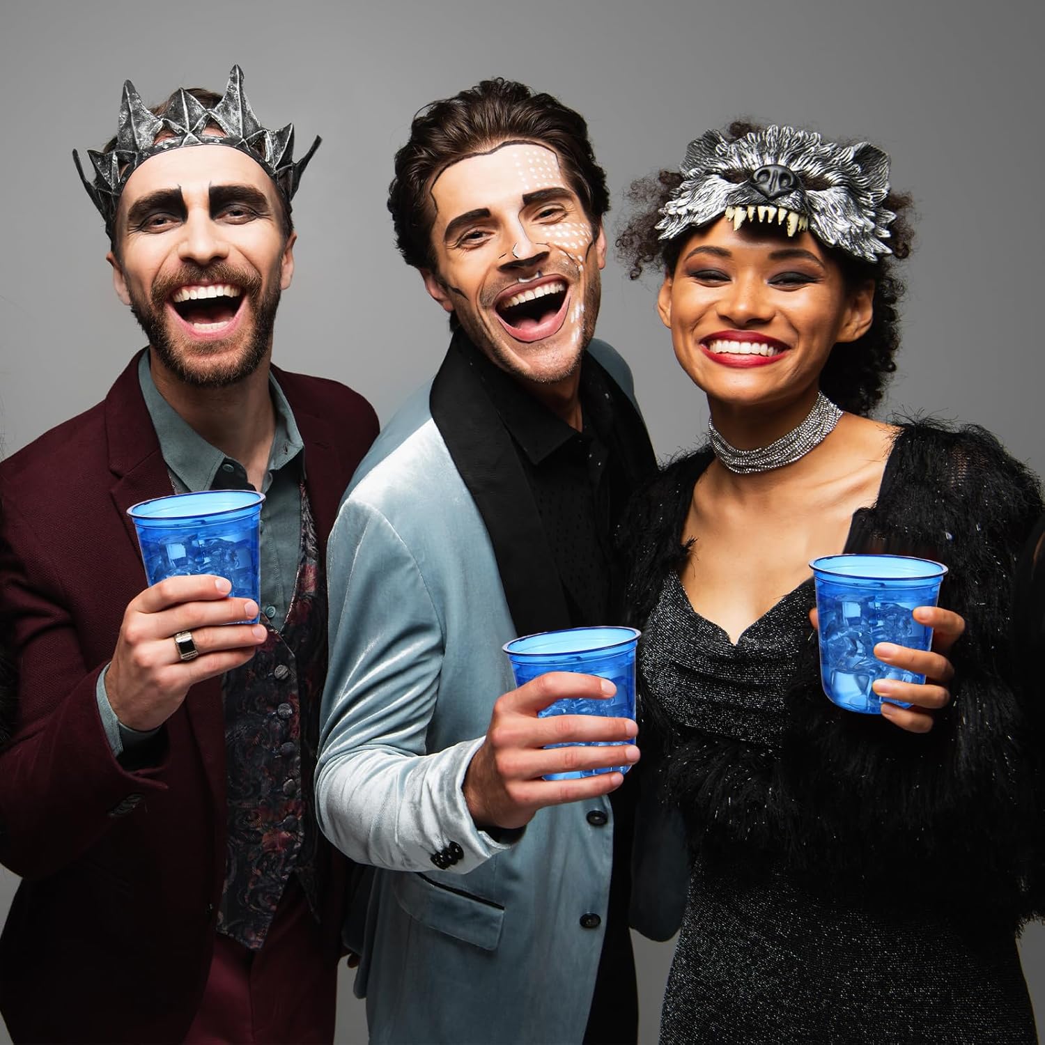 Disposable Stemless Glasses 12oz Crystal Plastic Wine Glasses Clear Classic Pet Cup for Meeting Weddings Birthdays Cocktail Christmas Party Supplies(Blue,50 Pcs) - Image 6