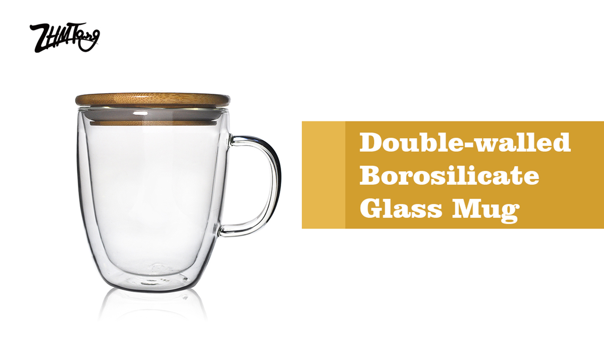Vaso de vidrio borosilicato doble pared con tapa de bambú 16 oz miniatura 7