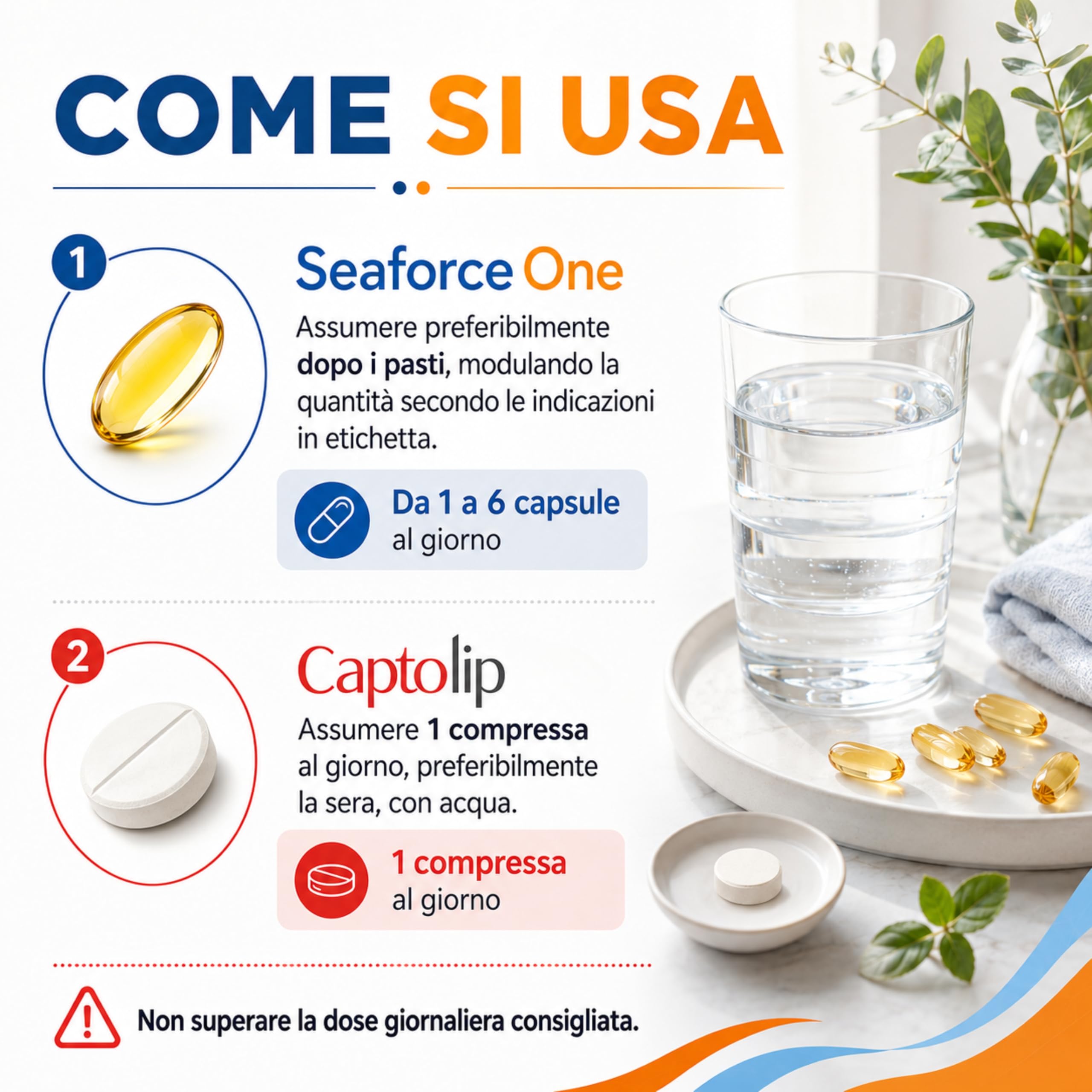 Captolip 48 Compresse + SeaForce One 120 Capsule Chemist's Research | Omega 3 Olio di Pesce EPA DHA + Berberina, BioMonacolina K, Coenzima Q10, Acido Folico, Tiamina e Fieno greco