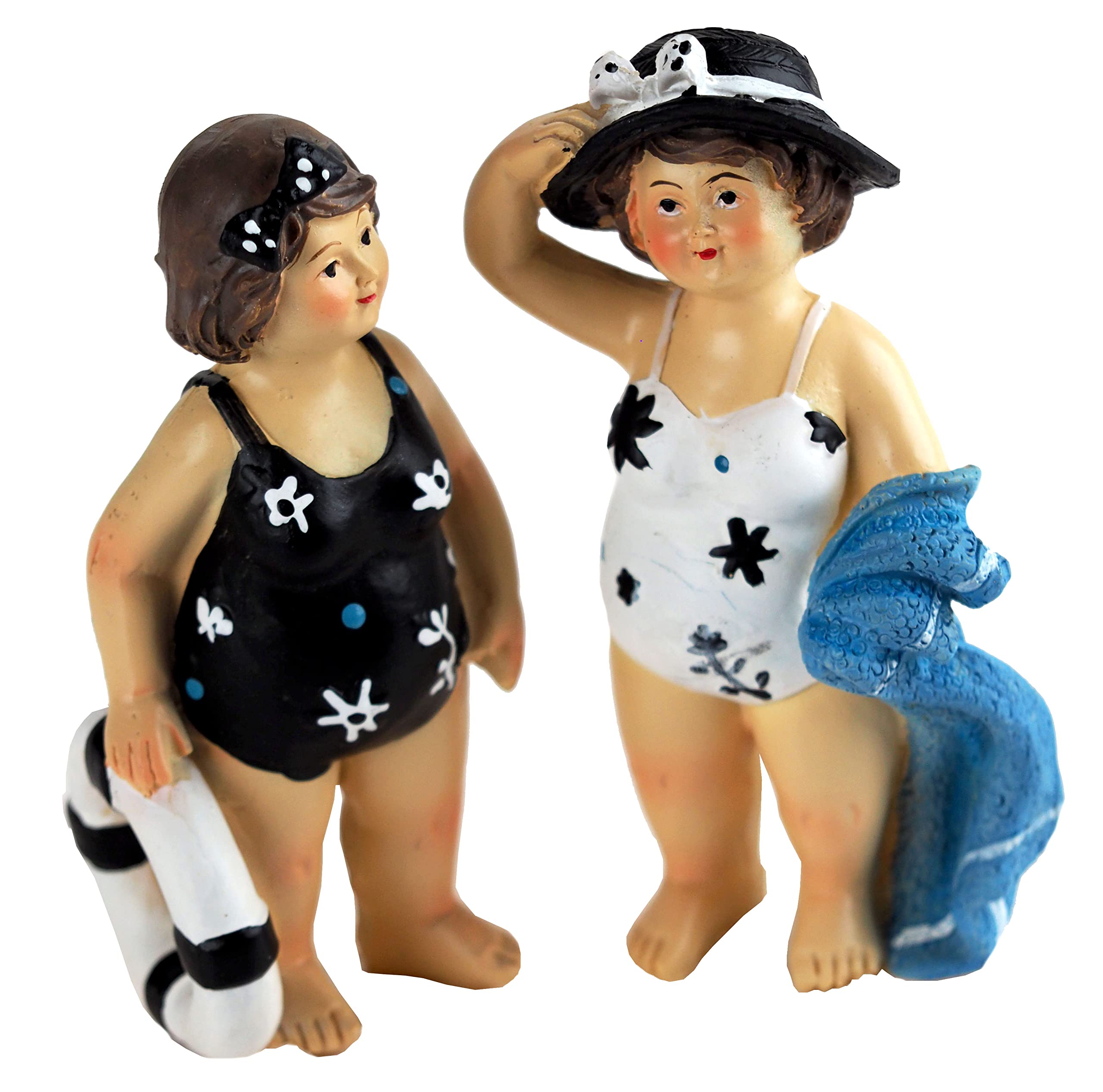 BWG Navy Swimming Lady Dipper Figurines Standing Novelty Ornaments - Set of 2