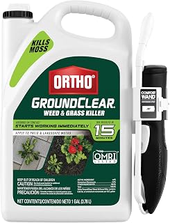 Ortho GroundClear Weed & Grass Killer1 Gal with Comfort Wand - Fast OMRI Listed Spray Kills Dandelions Crabgrass Moss in 15 Min