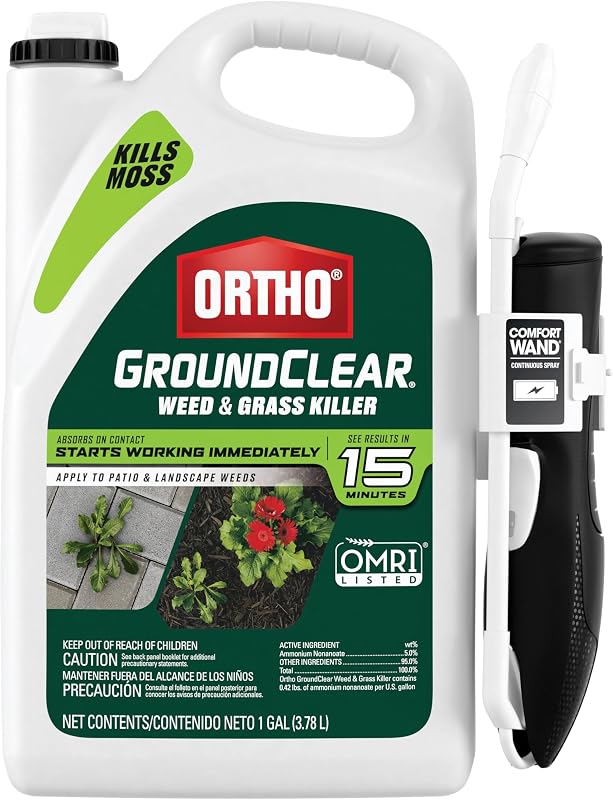 Ortho GroundClear herbicida y herbicida con varita Comfort, 1 gal. | Mata dientes de león, pamplina, cangrejo, musgo y más, listado por OMRI, spray herbicida y herbicida listo para usar