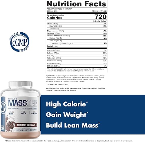 Vista 16 de NutraOne Massone Mass Gainer Proteína en polvo – Gain Mass Protein Meal Replacement (mantequilla de maní de chocolate - 7 libras)