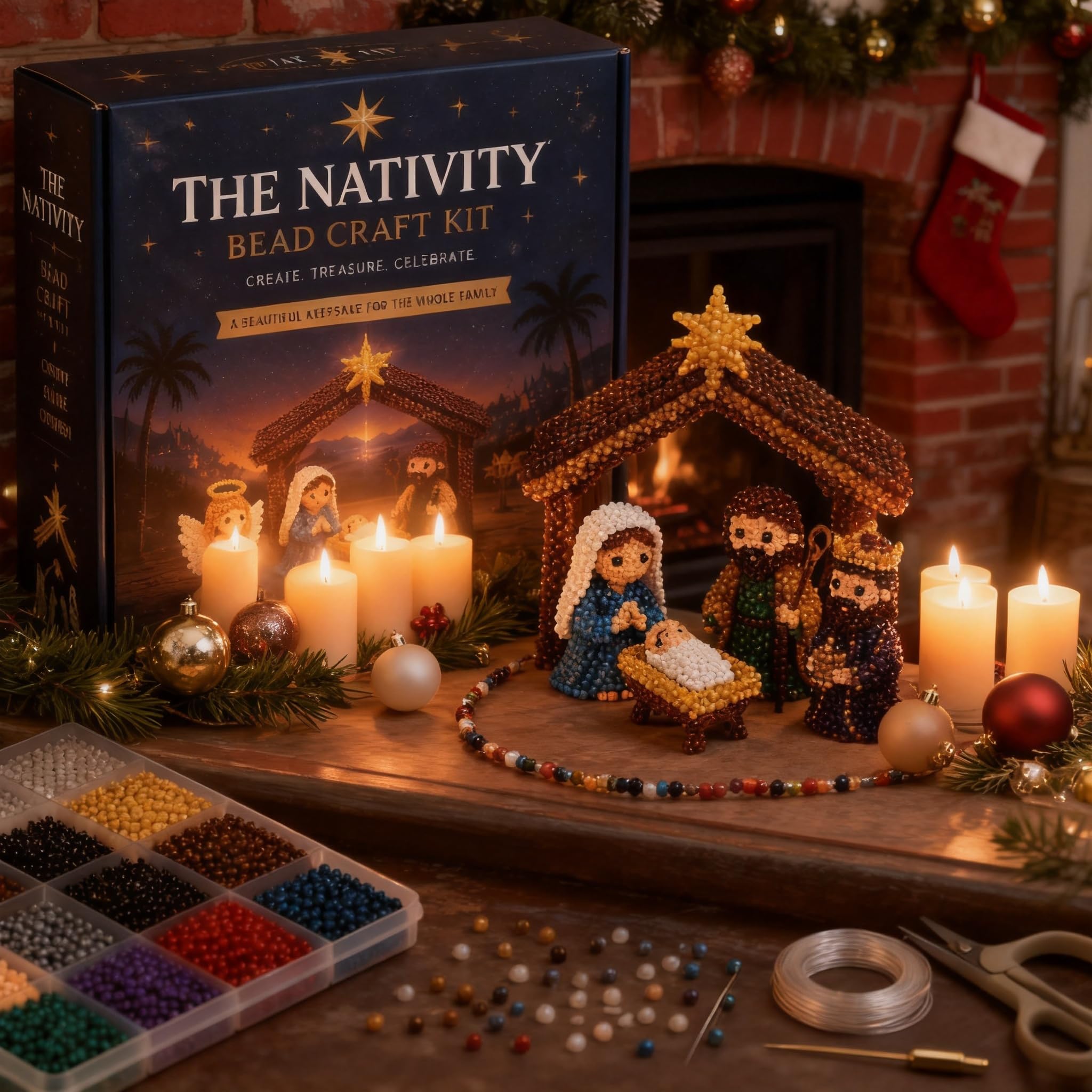 Hamosky Kit fai da te con perline 3D a forma di animale, con perline 3D fatte a mano, kit fai da te per principianti, con istruzioni passo passo per adolescenti (scena del presepe)