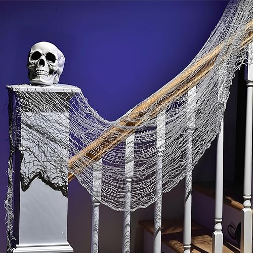 Miniatura 7 de Juego de 3 faroles de metal para Halloween con velas LED con tela espeluznante, decoración rústica para interiores y exteriores