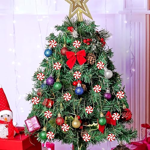 Miniatura 3 de GALPADA 50 piezas de dulces de simulación de Navidad, adornos colgantes de árbol de Navidad, colgantes de acrílico para fiesta de Navidad