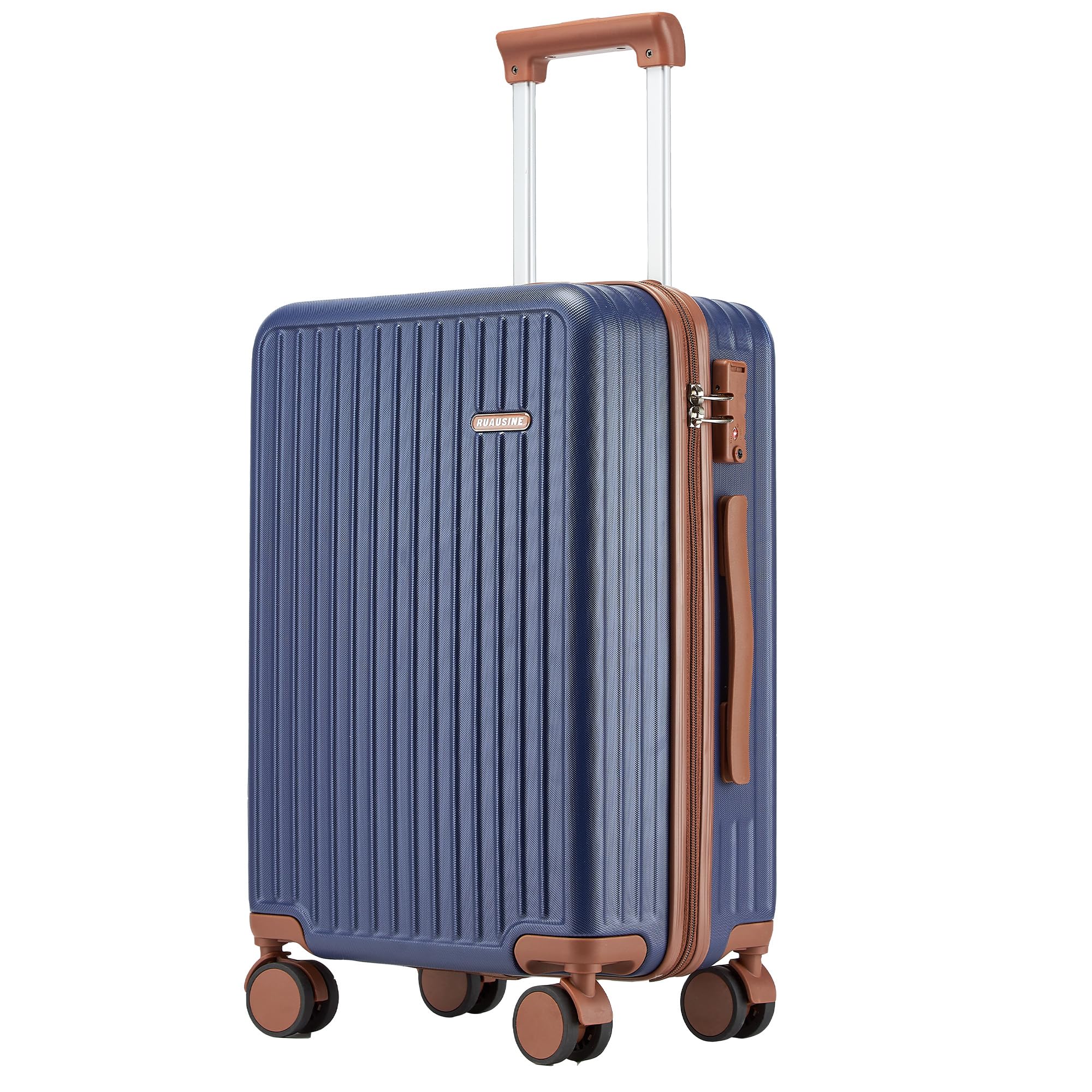 Ruausine Bagaglio a mano approvato dalle compagnie aeree, valigia rigida con ruote girevoli, piccolo bagaglio a mano leggero con guscio rigido e lucchetto Combinazione (Blue, 20 IN)