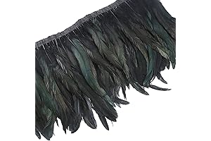 AWAYTR Rooster Hackle Feather Trim 10-12 inches Width for DIY Sewing Crafts