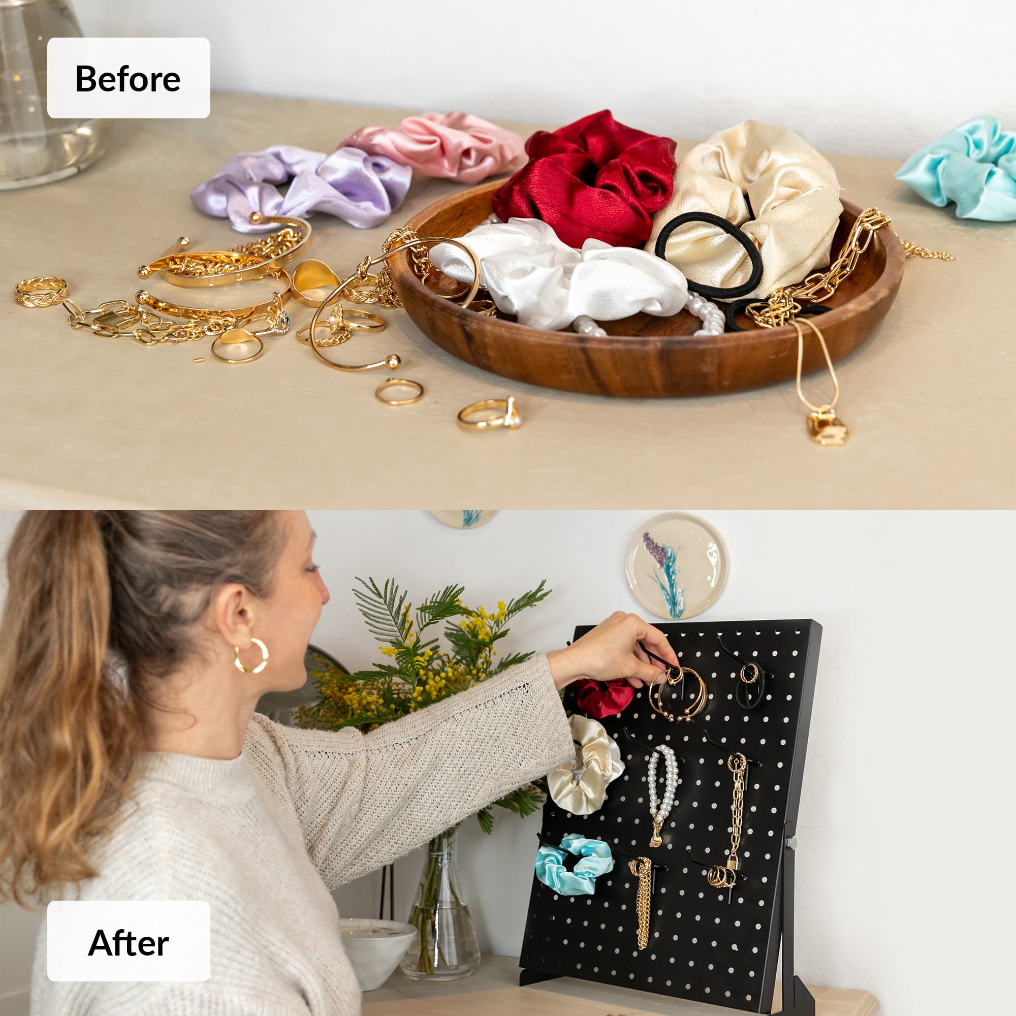 ODOXIA Pegboard | Pannello portautensili | Ganci neri per Pegboard per la casa, il negozio, l'ufficio | Pannelli espositivi