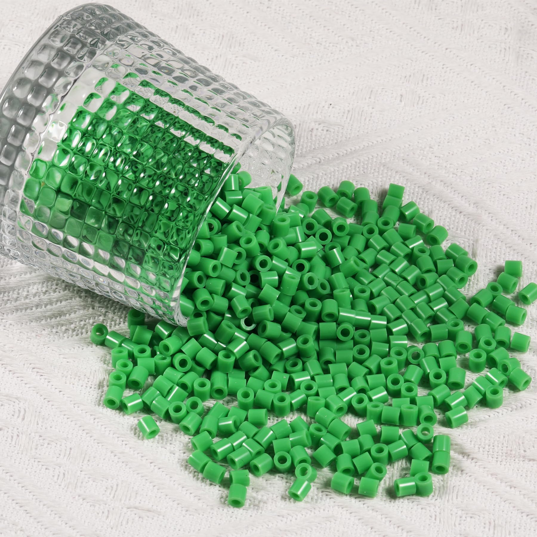 1000Pcs Loose Fuse Beads 5mm Bulk Refill Kit Fast Easy to Use Stress Relief Pixel Art Melting Beads for DIY Decor Crafts Creative Handmade Projects 3D Craft (Green 2) - Image 4