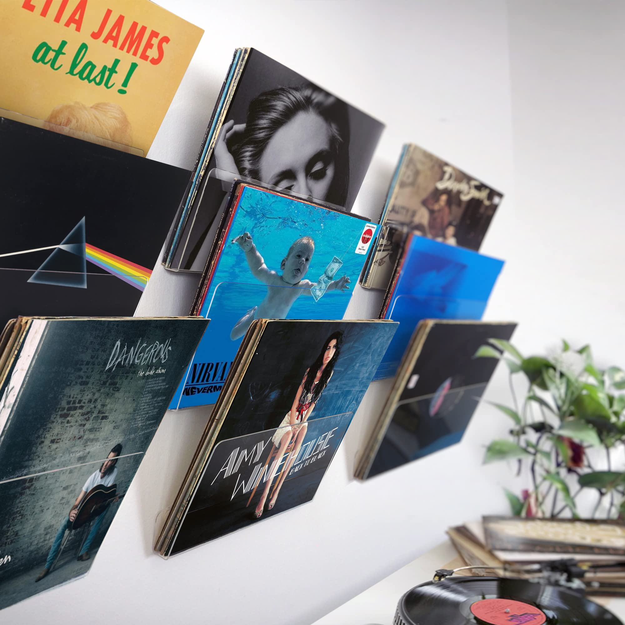 Noahrk Clear Vinyl Record Holder 3 Pcs Record Shelf for Wall, Vinyl