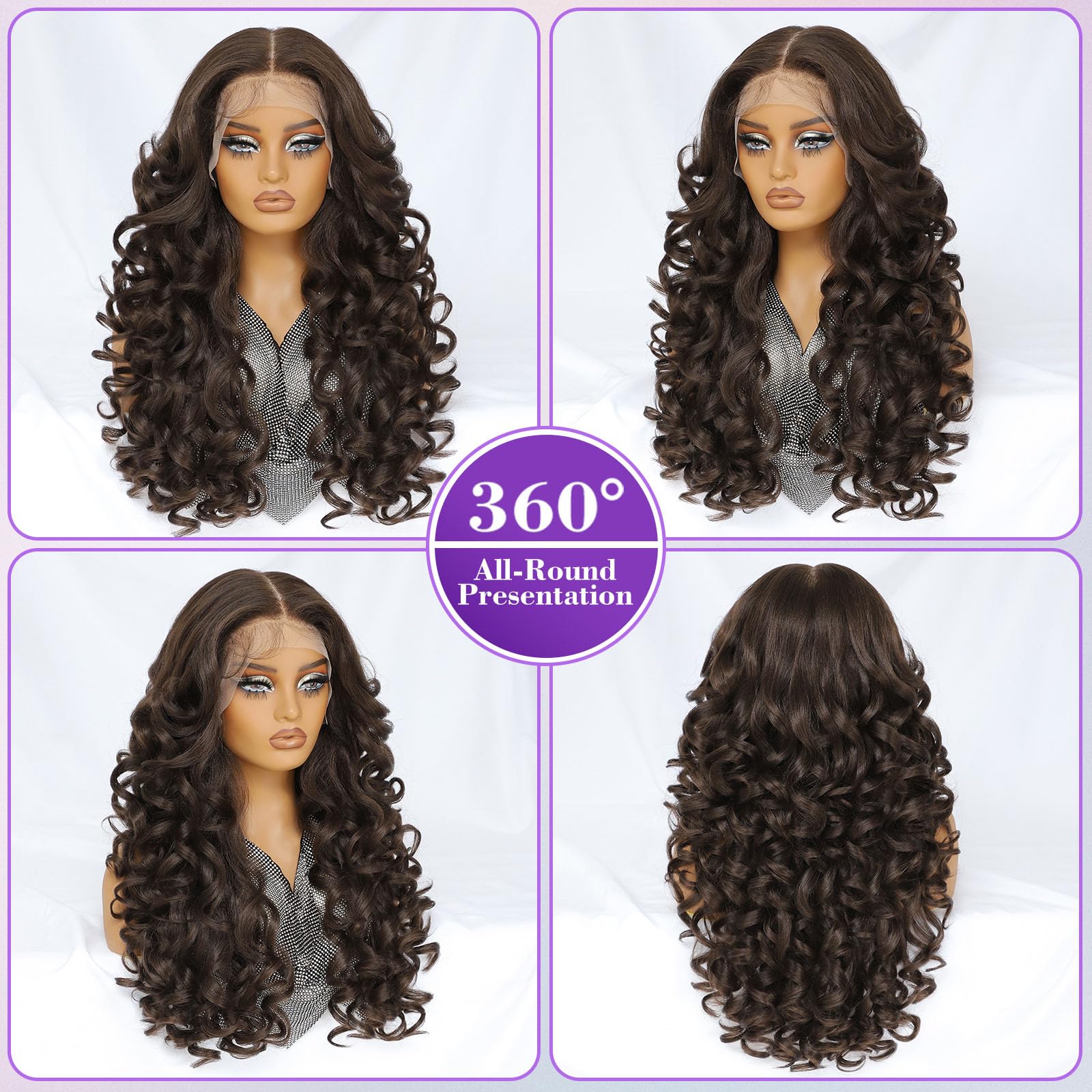 Amazon.com : Felek Chocolate Brown Lace Front Wig Synthetic 13x6