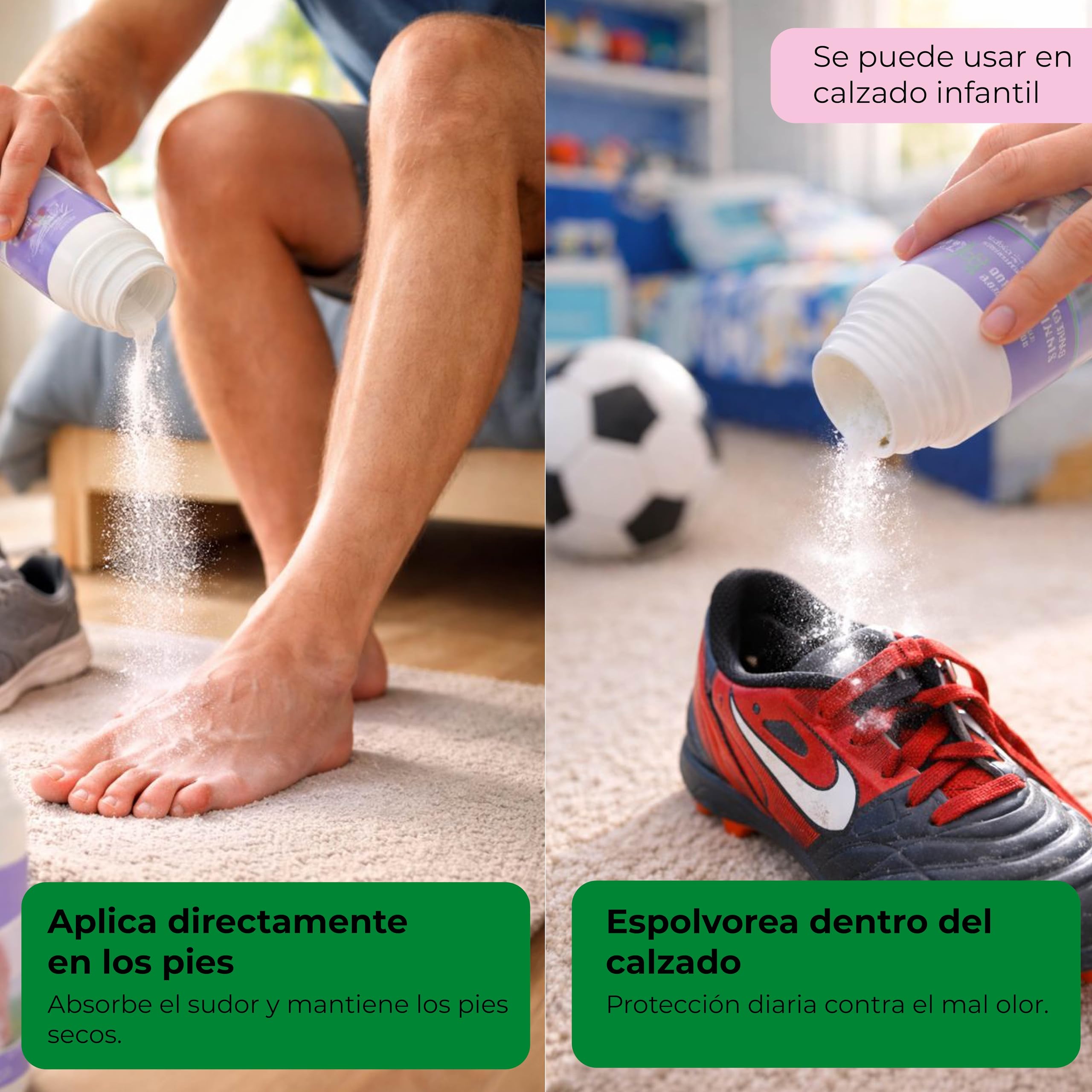 Sanifeet Polvos Desodorante para Pies y Calzado 100g Antitranspirante Natural con Talco Alumbre Óxido de Zinc y Menta – Elimina Mal Olor, Absorbe Sudoración, Refresca, para Zapatillas, Zapatos y Niños