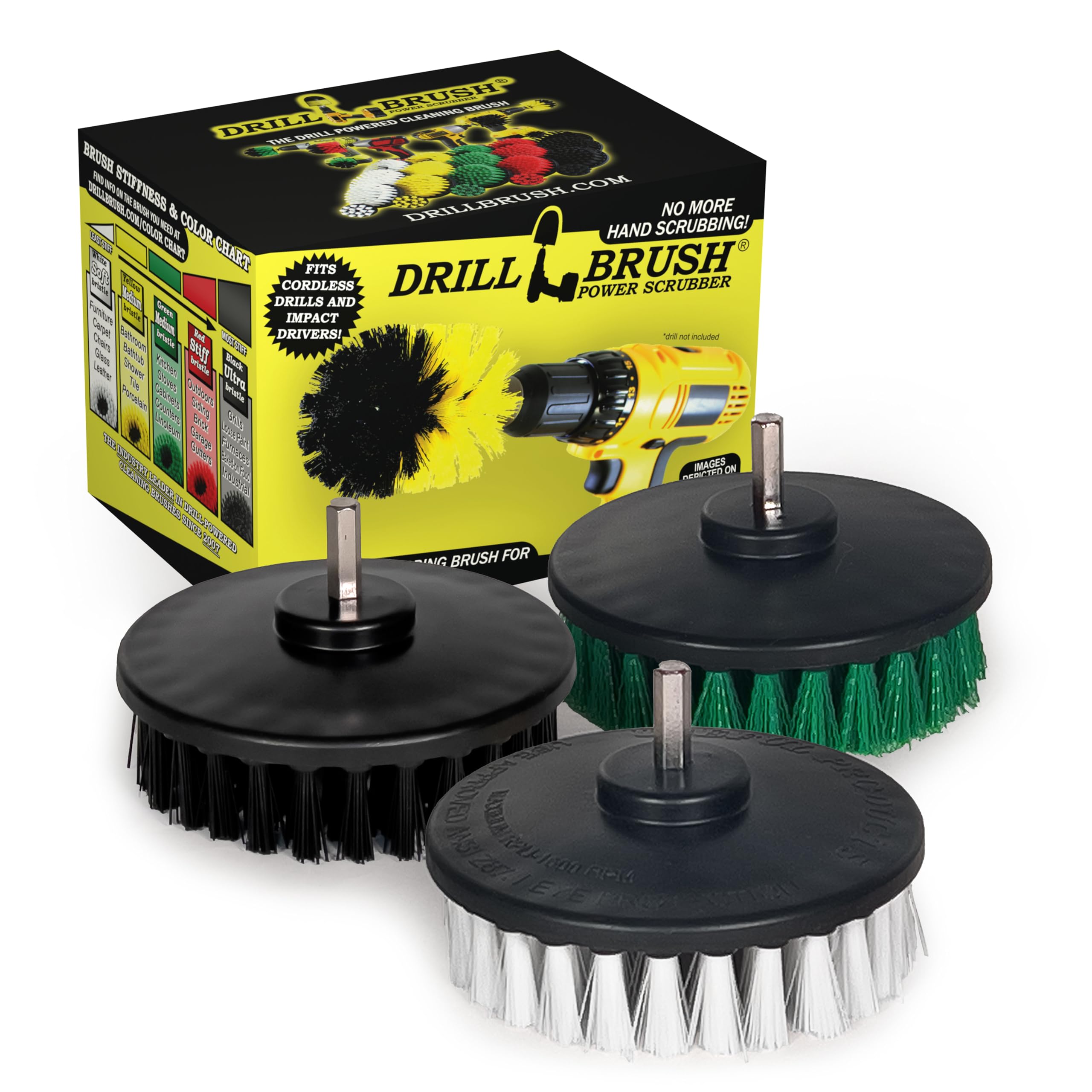 3 Brush Kit - Soft, Medium, Ultra Stiff - Drill Brush Cleaning Supplies