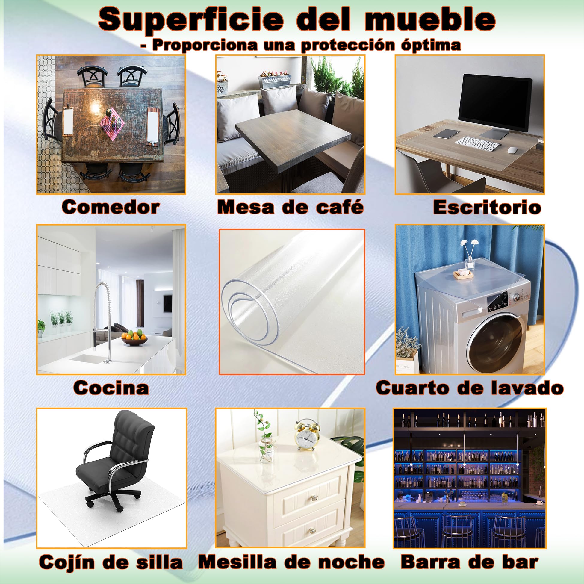Mantel Transparente PVC 55x195cm - Esmerilado Lamina Plastico Duro - Impermeable Resistente al Aceite - Manteles de Mesa para Bar/Hotel/Cocina/Picnic, Espesor 2mm
