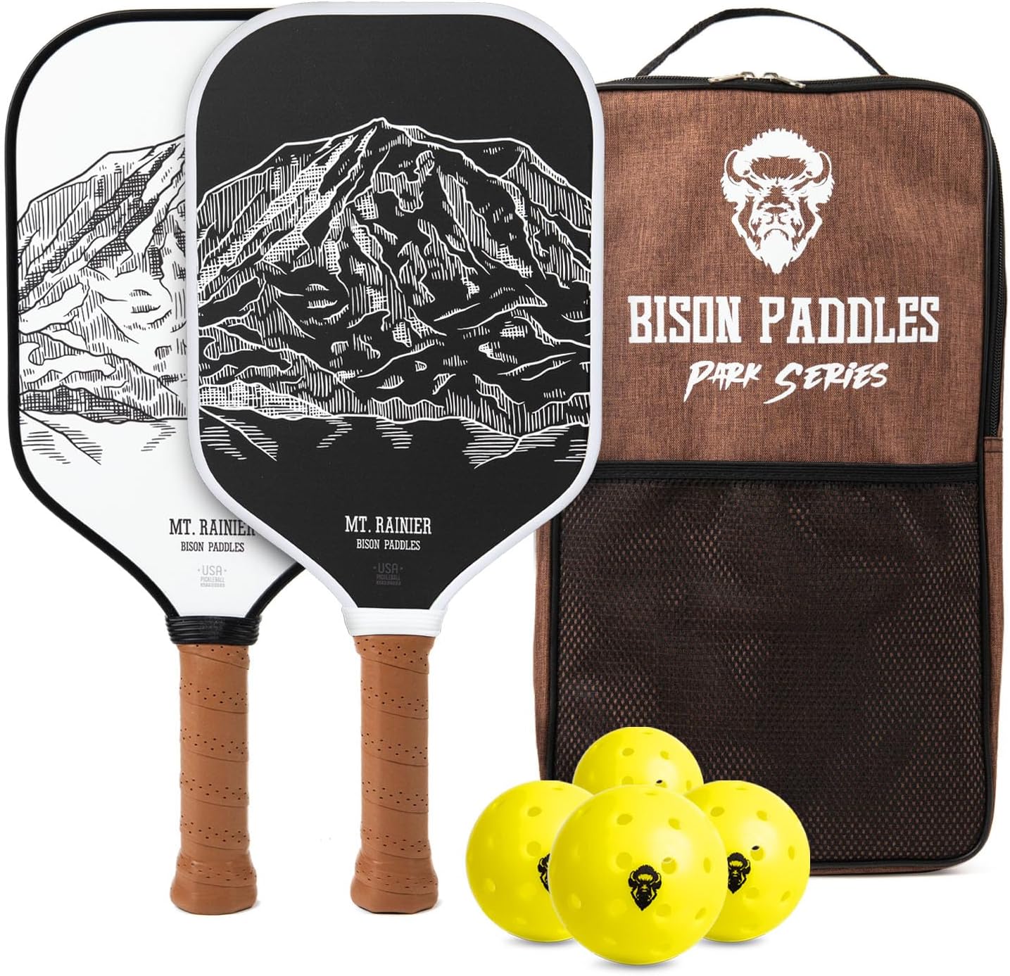 Bison Paddles: Carbon Fiber Pickleball Paddle Set of 2 - National Parks Edition | Durable Unibody Construction | Textured Carbon Fiber Surface | Every Purchase Helps Fund National Parks