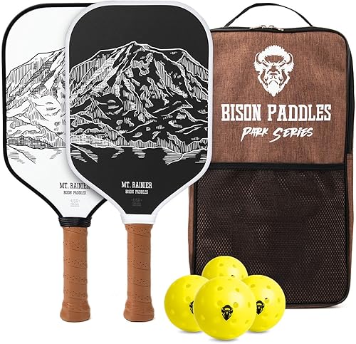 Bison Paddles Carbon Fiber Pickleball Paddle Set of 2 - National Parks Edition  Durable Unibody Construction  Textured Carbon Fiber Surface  Every