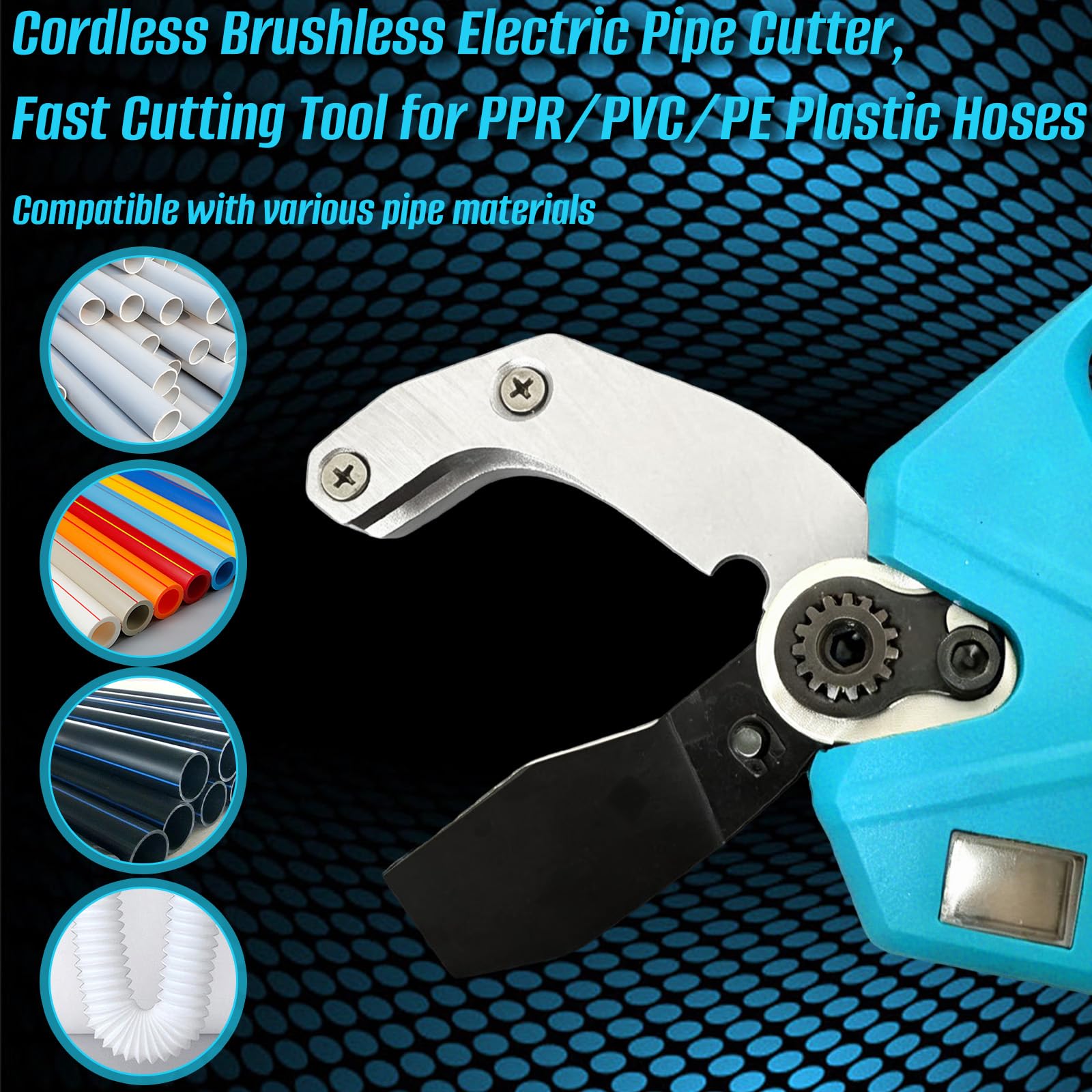 Cortatubos InaláMbrico, 2600 Mah Cortatubos EléCtrico PortáTil PVC De con 2 BateríAs Recargables Corte MáXimo De 30-40 Mm para Mangueras Y TuberíAs De PVC Ppr PE Pex