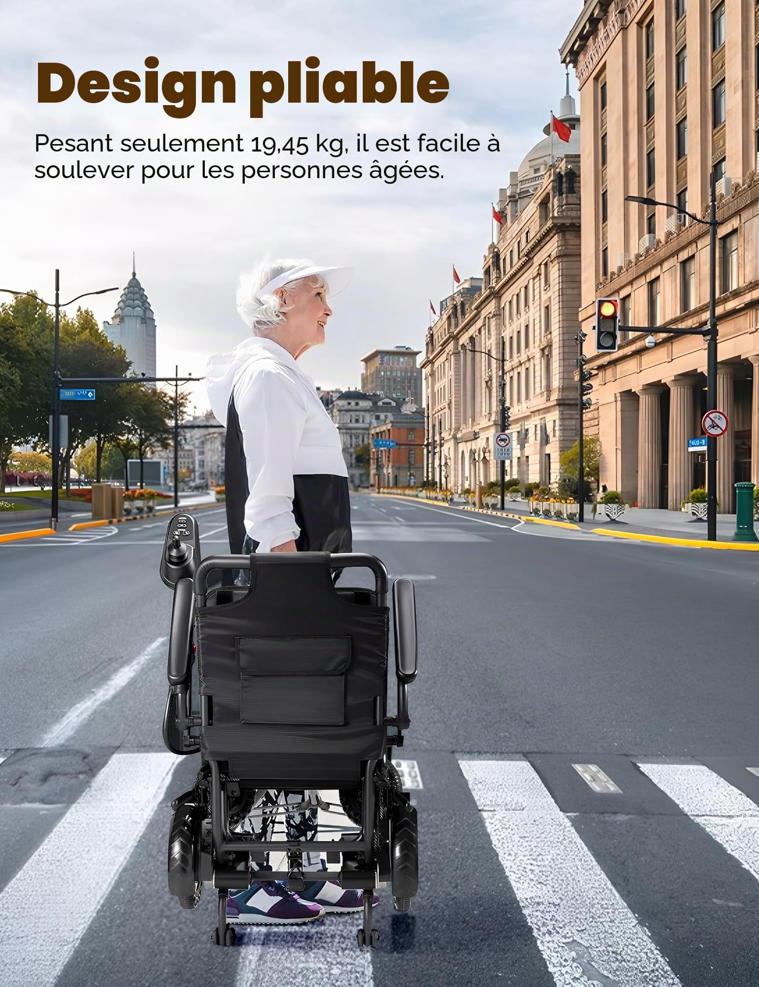 Fauteuil roulant électrique léger, seulement 21,5 kg, fauteuil roulant électrique pliable pour adultes, double moteurs, pliage intelligent, scooters motorisés pour personnes âgées, tout terrain