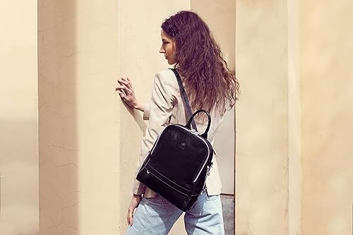 Miniatura 2 de Mochila de cuero convertible a bolso de hombro de grano completo de cuero real bolsa versátil de viaje - Resistencia al tiempo, Negro -, Viajar