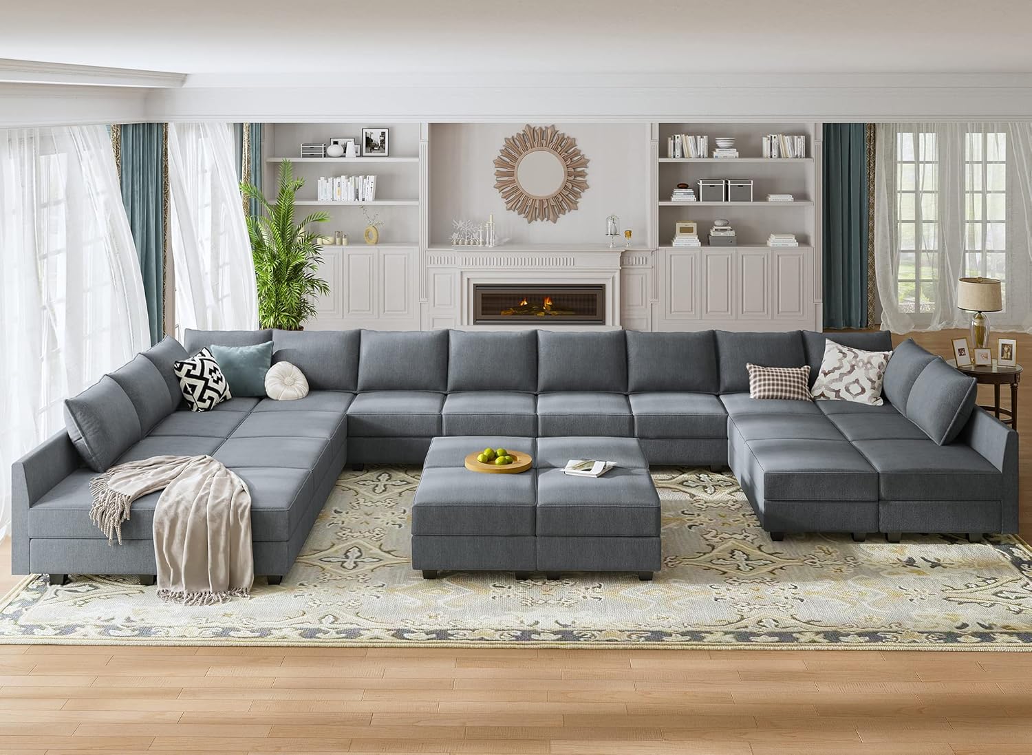 HONBAY Oversized Modular Sofa Couch with Ottoman U Shape