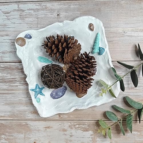 Miniatura 5 de Afadorable Bandeja decorativa de resina con concha de mar, estrella de mar, anillo de almacenamiento de joyas, bandeja para llaves, bandeja de