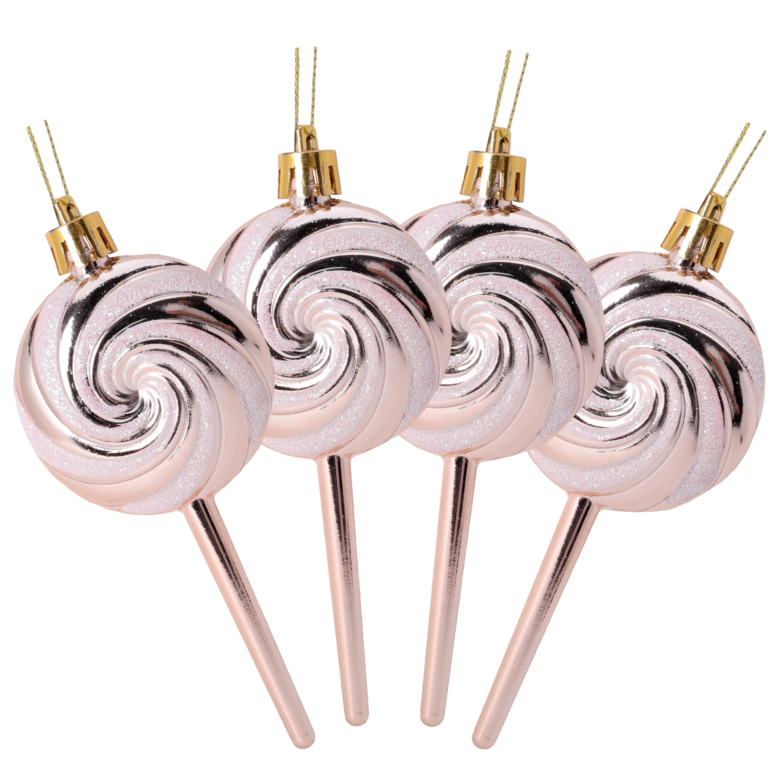 Christmas Concepts® Pack of 4-110mm (4.3") Champagne Glittery Festive Lollipop Baubles - Christmas Tree Decorations