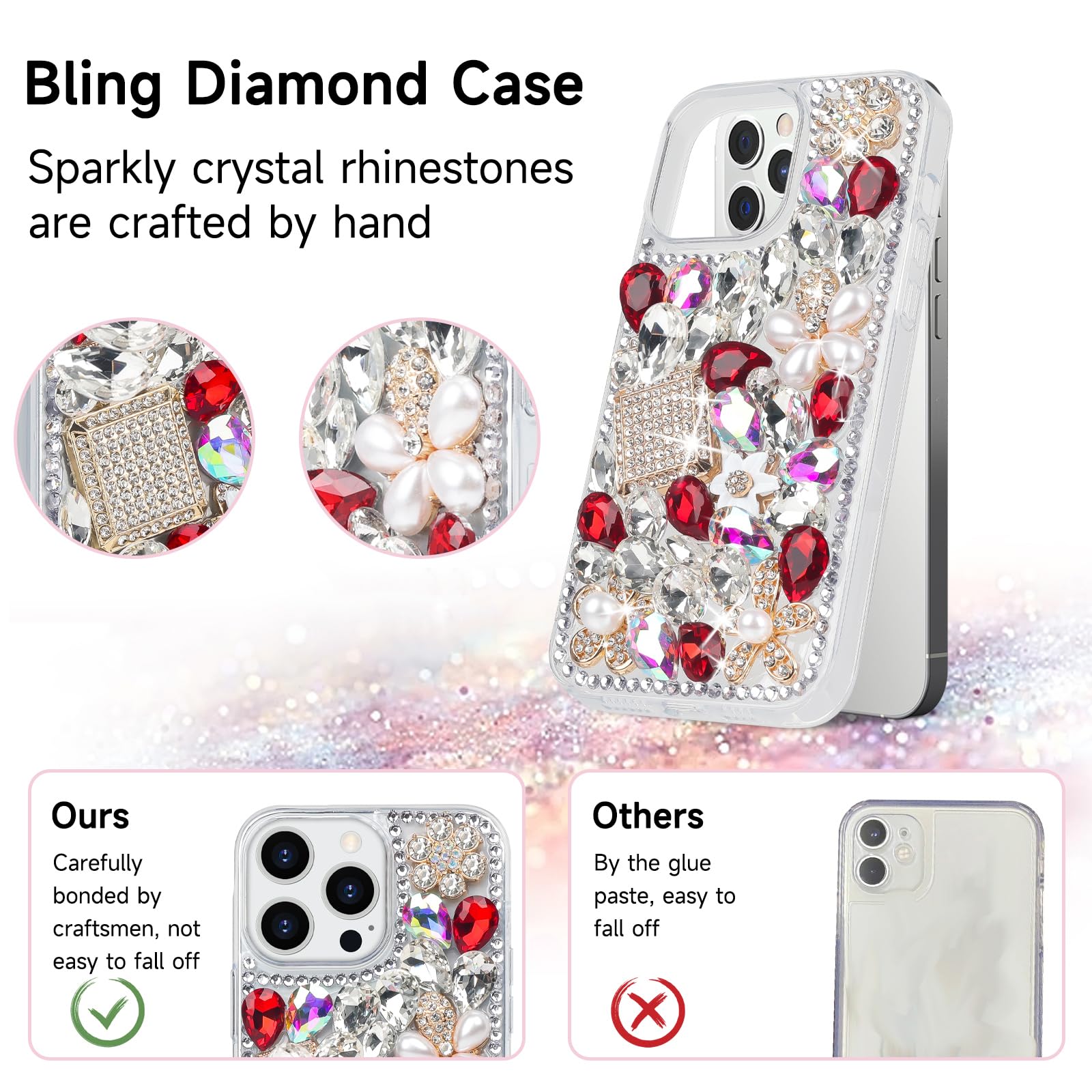 Funda Para Iphone 14 Pro Con Marco De Lente De Diamantes De Imitación Y