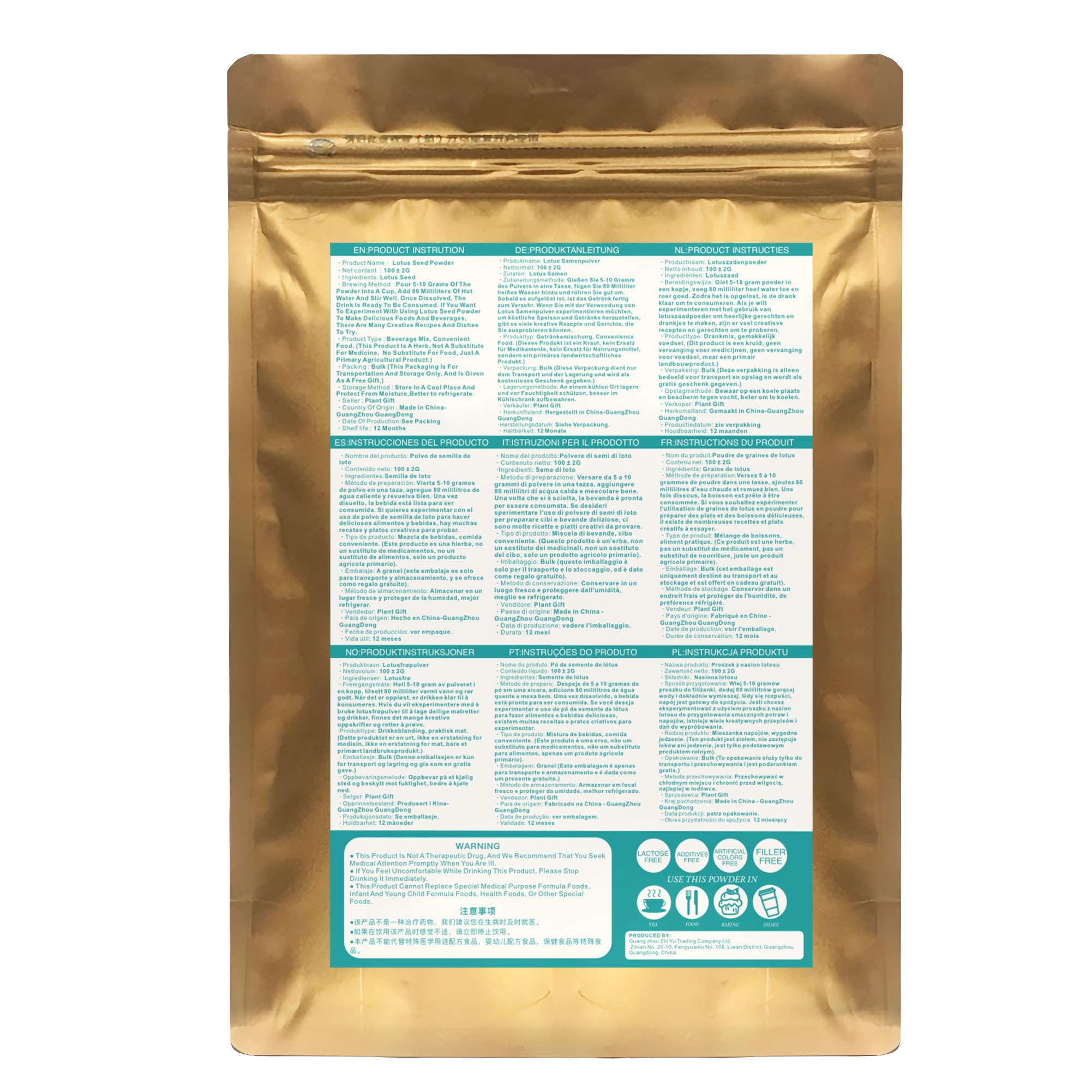 100% Natural Pure Lotus Seed Powder 100g/3.52oz 莲子粉 polvo de semilla de loto para panadería y bebidas, | sin conservantes, liofilizado, sin azúcar añadido