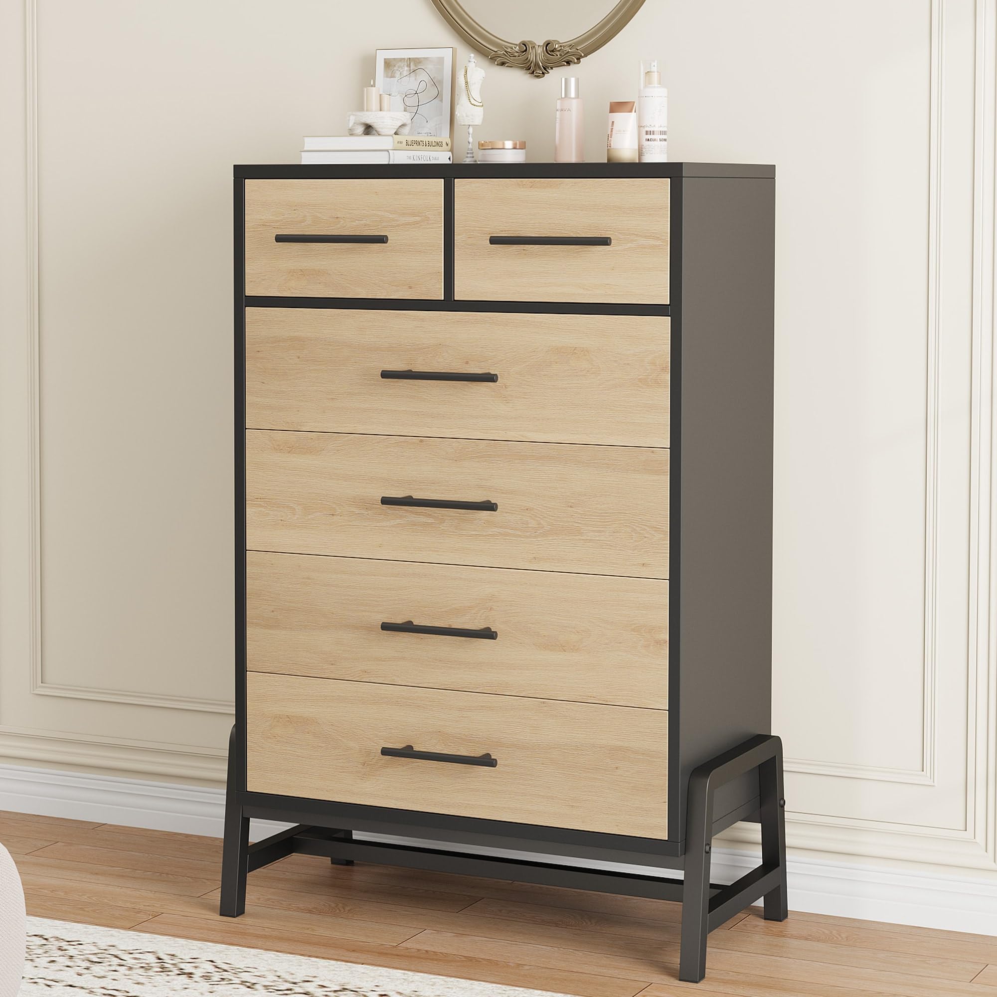 GarveeHome 6 Dresser for Bedroom, Freestanding 46.6 in Tall Drawer Dresser with Storage, Wooden Closet Storage Chest for Living Room, Bedroom,