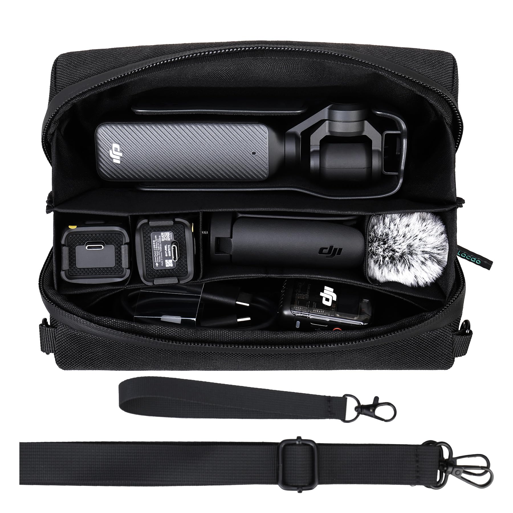 Lacdo Étui de Transport Caméra pour DJI Osmo Pocket 3 Accessoires Combo Créateur, Sac de Rangement Portable pour Le Voyage Osmo Pocket 3 Boîte, Sac Tout-en-Un avec Bandoulière, Noir