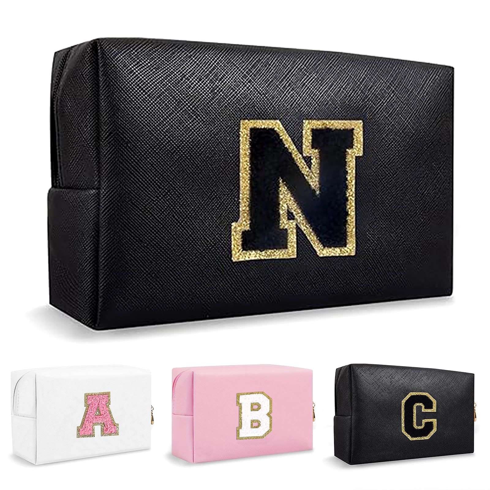 Bolsa de Maquillaje, Bolsa de Cosméticos Impermeable de Viaje, PU Cuero, Neceser de Baño, Bolsa De Aseo Y Almacenamiento para Mujer,Cosas Preppy para niñas Adolescentes (Letra A-Z) — view 206