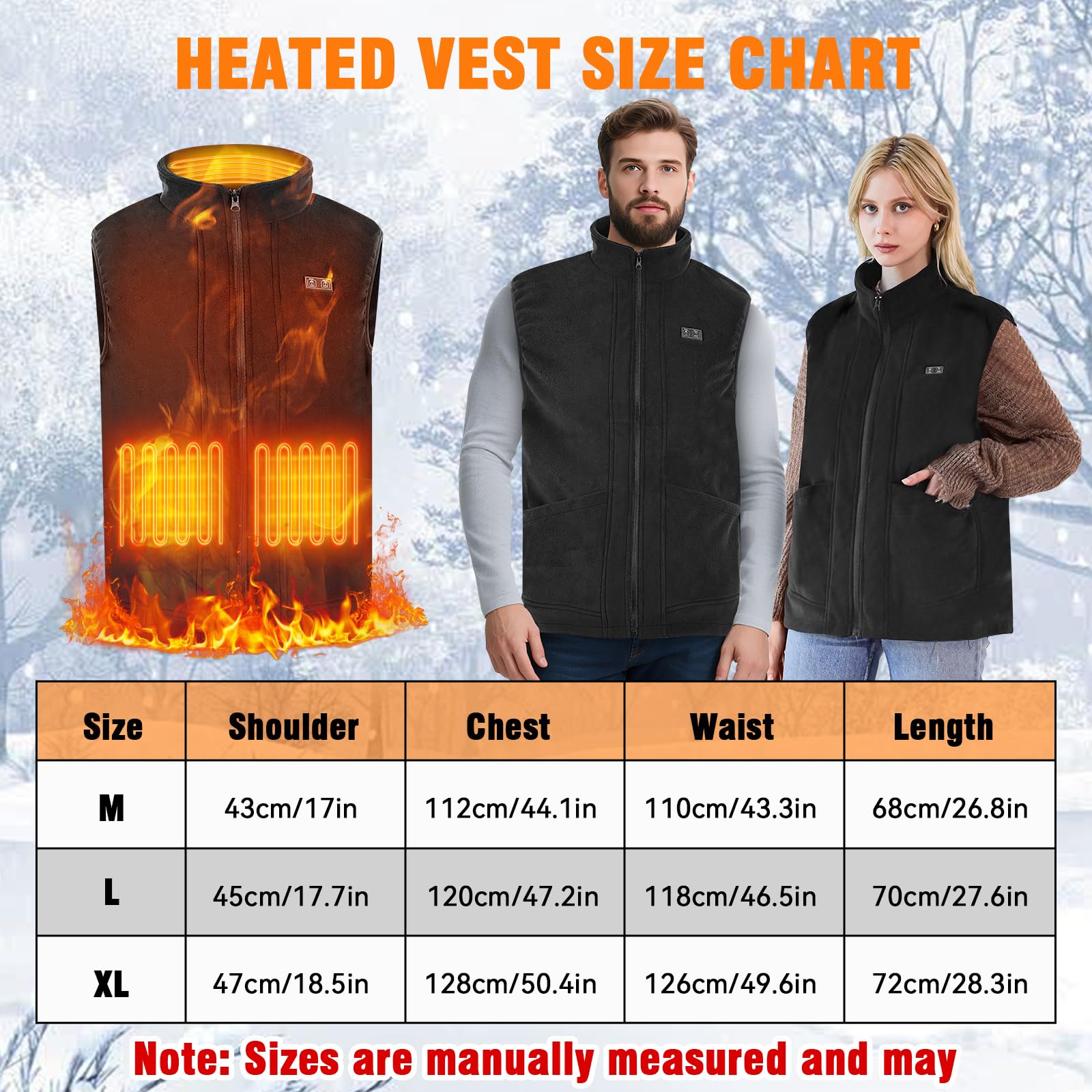 Tiazhan Chaleco Calefactable, con Batería(16000 Mah)/3 Temperaturas Ajustables, Ligero, Inteligente y Recargable, Chalecos Calefactables, para Hombres y Mujeres, Esquí Al Aire Libre, Camping