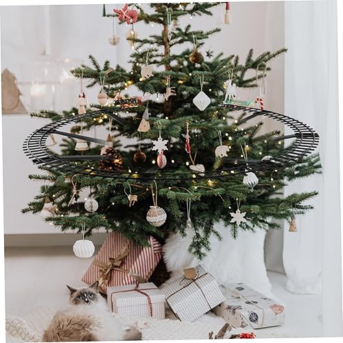 Miniatura 5 de Juego de tren de árbol de Navidad con luz y sonido colgante de tren de Navidad con locomotora, coche de carbón, carro, trineo y pistas árbol