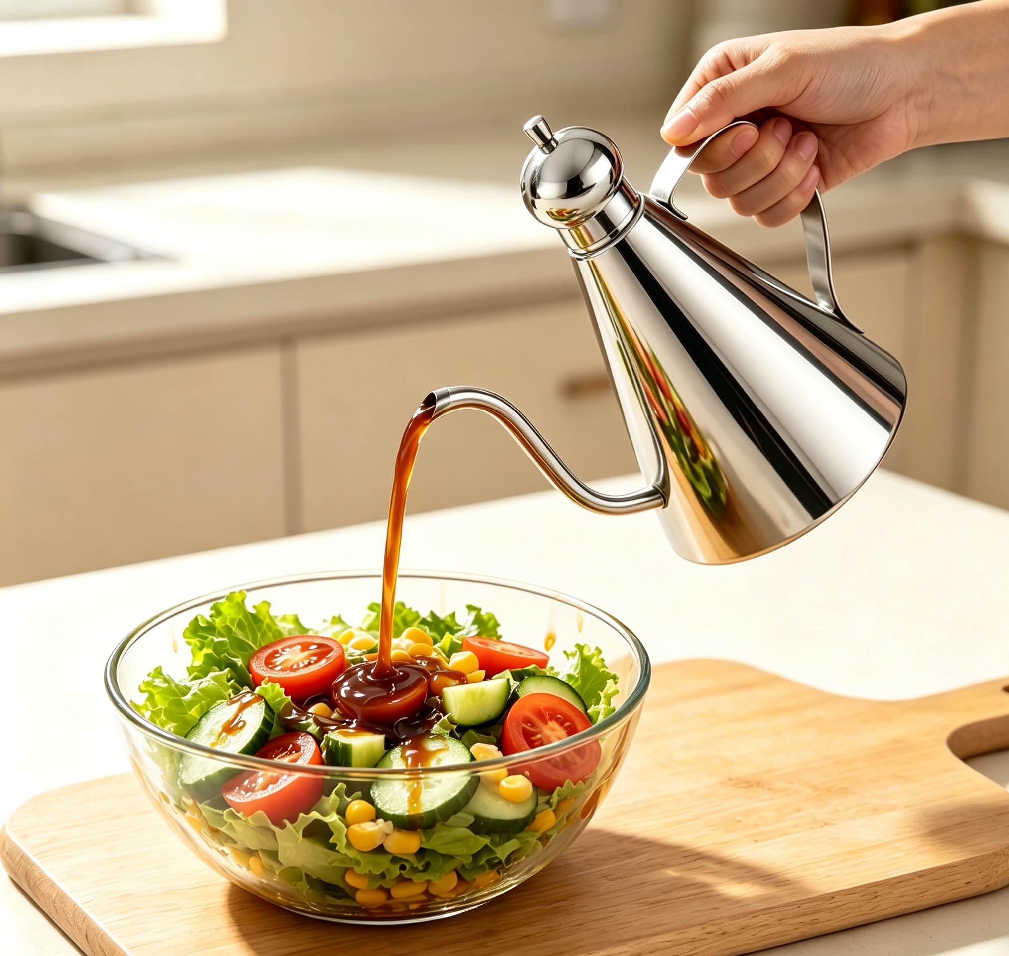 Pot à huile d'olive - Distributeur de vinaigre en acier inoxydable - 500 ml