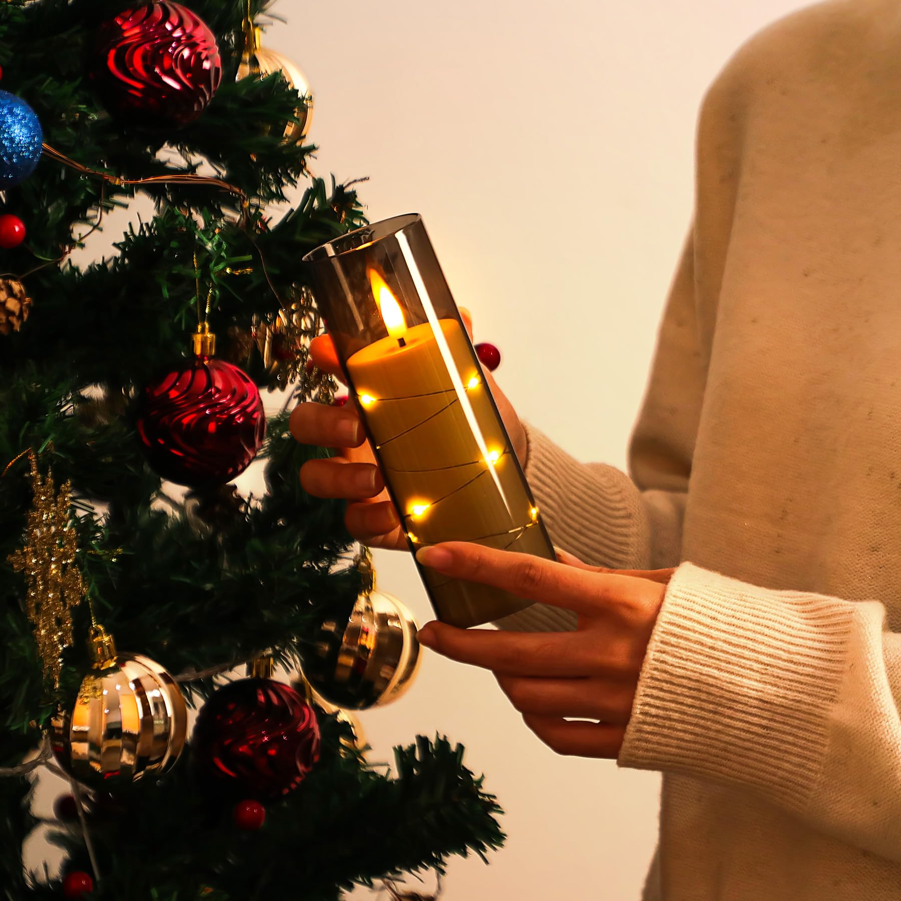 Forever Speed Lot De 6 Verre Doré Bougies LED Rechargeable Avec Télécommande, Bougies Sans Flamme Graduable Avec Câble De Charge Pour Décoration De La Maison, Camping, Mariages, Cadeaux