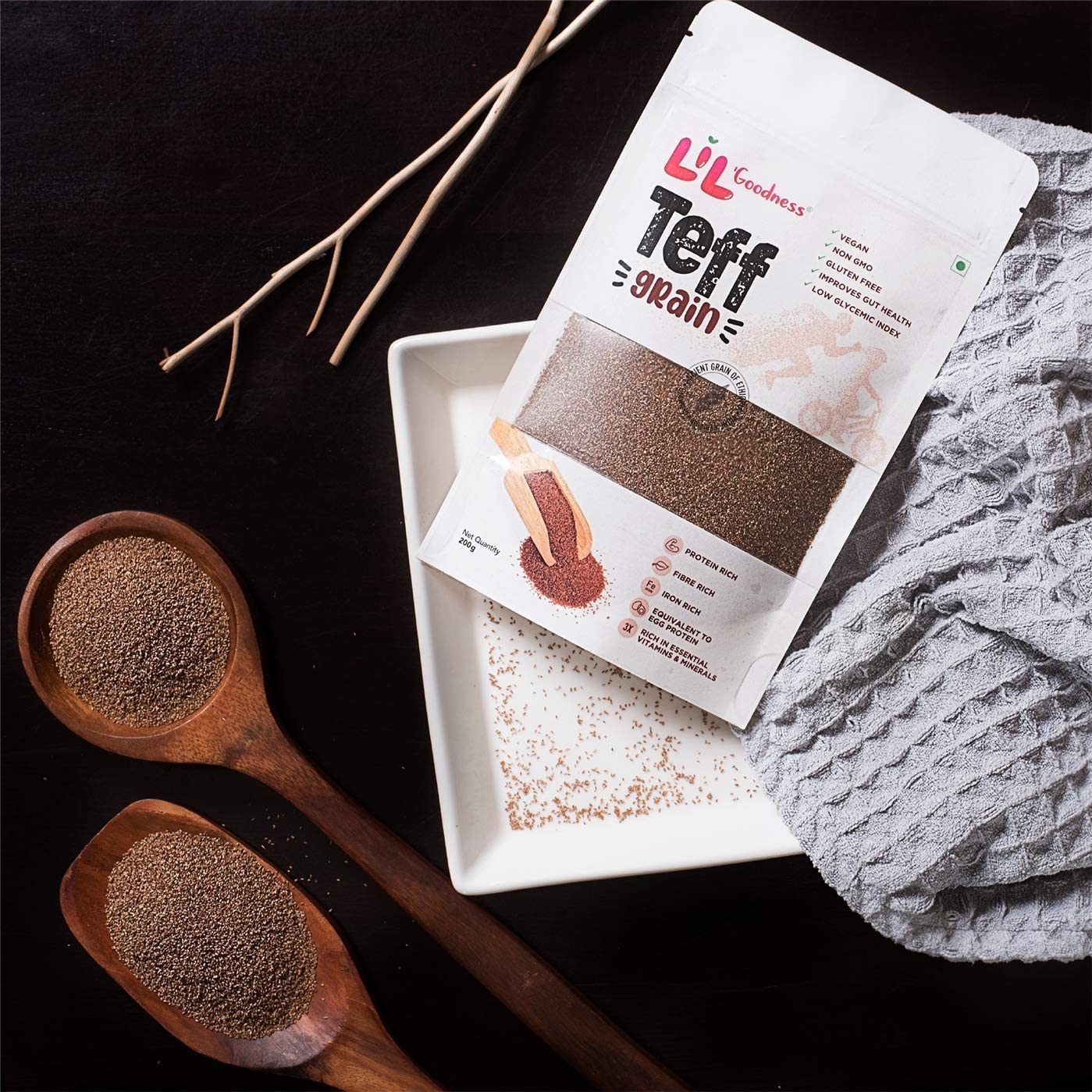 Lil'Goodness Teff Grain 200g Pack of 1 Vegan Non GMO Gluten