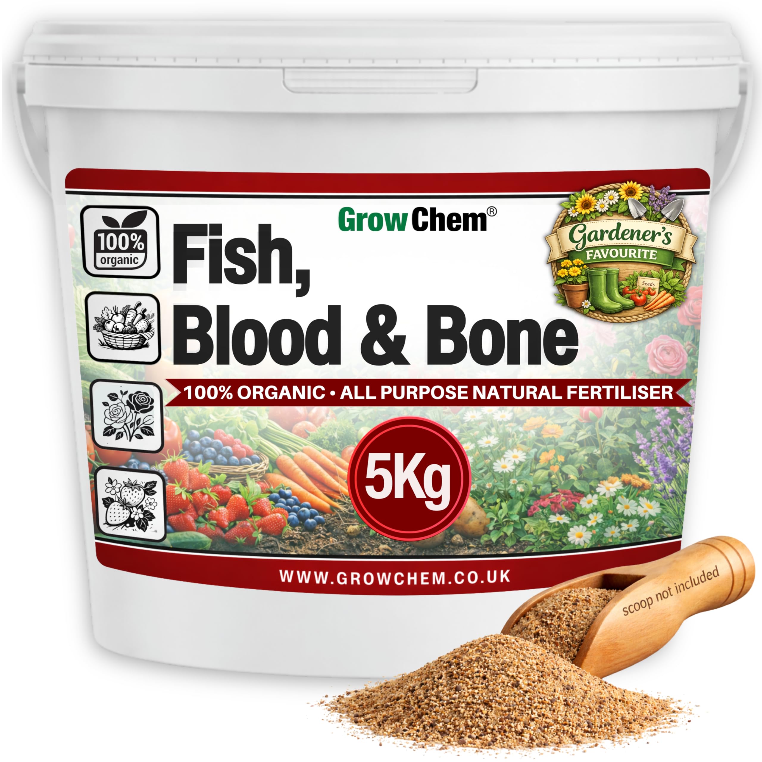 Fish, Blood & Bone Fertiliser (5KG Bucket) Multi-Purpose – Organic Fertiliser for Plants & Lawns – Nutrient-Packed Plant Food and Soil Activator for Strong Healthy Produce, Flowers & Lawns