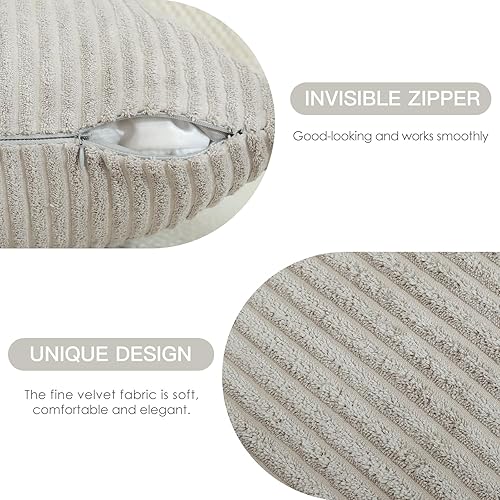 Miniatura 9 de OTOSTAR Juego de 2 fundas de almohada decorativas bohemias de 16 x 24 pulgadas, de pana suave, a rayas lisas, fundas de almohada lumbares para sofá,