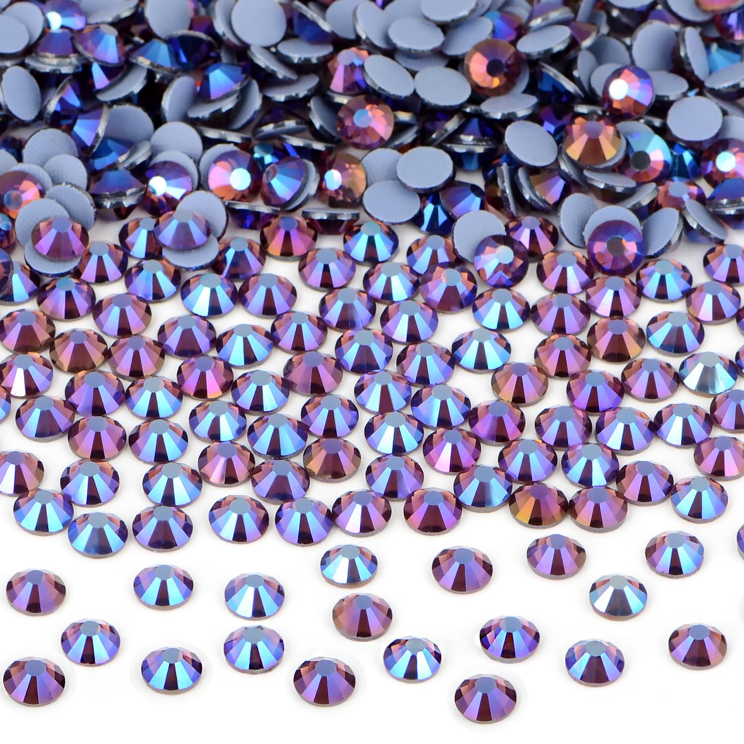 Bymitel Hotfix Crystal Rhinestones Round Gems Iron on DIY Jewelry Making Flat Back for Crafts,Amethyst AB, 2mm(SS6/2880pcs)