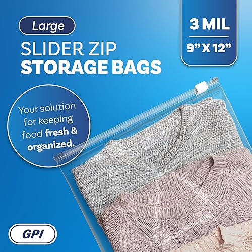 Vista 67 de GPI - Bolsas de almacenamiento de alimentos jumbo con cremallera deslizante, 12 x 15 pulgadas, 3 mil resistentes, extra grandes, fuertes y duraderas