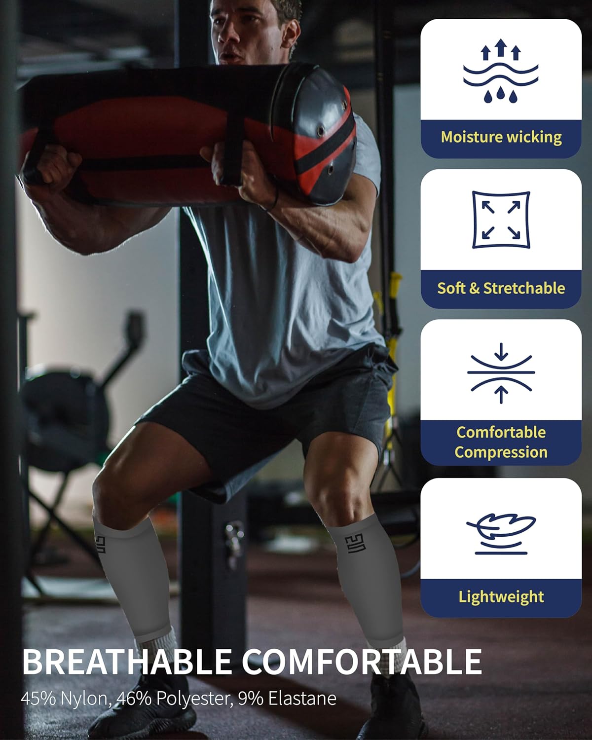 Calf Compression Sleeves - Leg Sleeves for Men and Women - Shin Splint Relief Support Brace Running Flights - Image 6