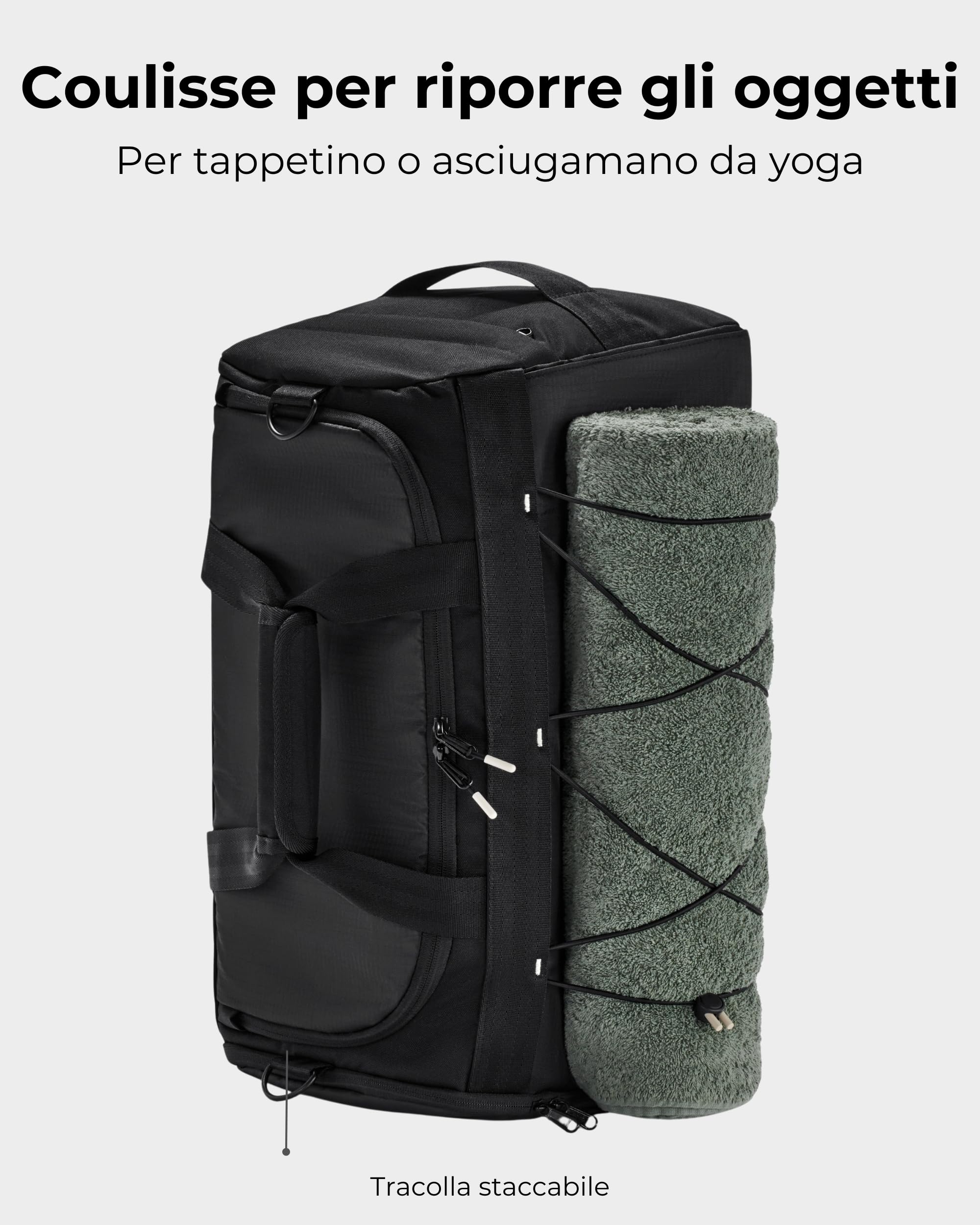 Johnny Urban Borsone Palestra Uomo Donna Nero - Shawn - Borsa Sportiva e Zaino 2 in 1 - Borsa da Viaggio Con Scomparto Per Le Scarpe - Idrorepellente