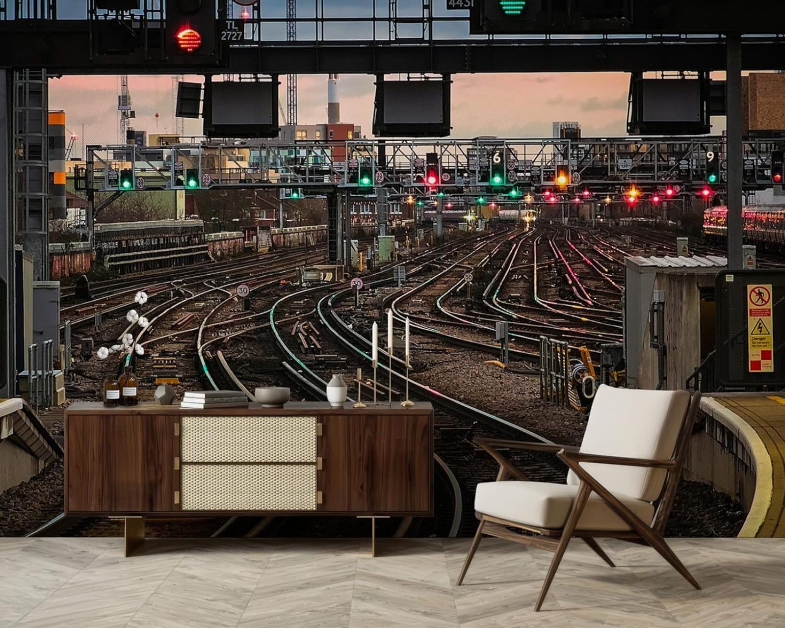 Hgjdjhnf 3D Mural Photo Wallpaper, Train Tracks, City, Non-Woven, Modern, Living Room, Bedroom, Children's Room, Wall Decoration, Motif Wallpaper,150Cmx105cm Wall Sticker - Background Wall - Painting - Poster